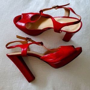 🇮🇹 Silvia Milano Red Leather 4 in Heel Sandals